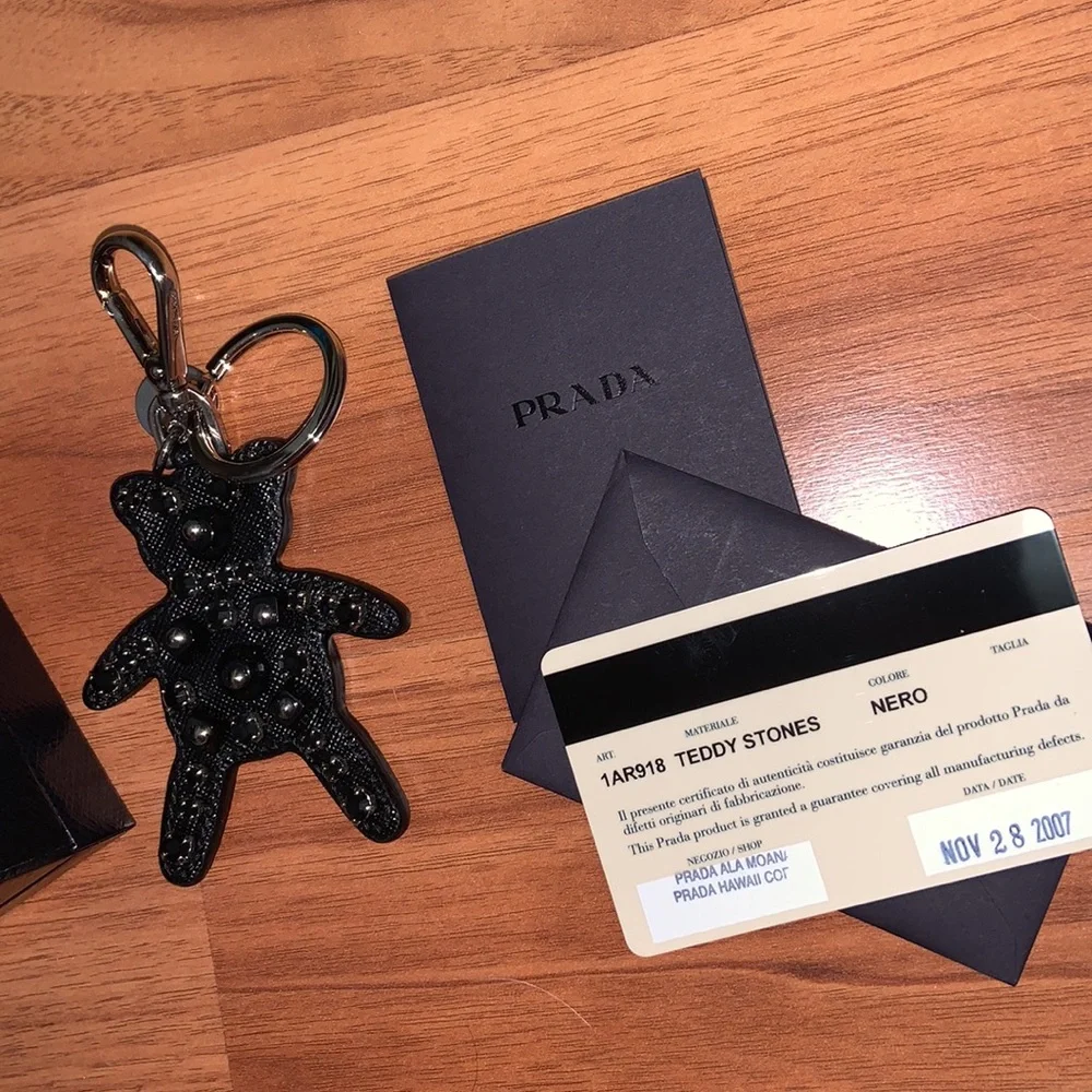 Brand New in Box Authentic Prada Rhinestone Bear Keychain